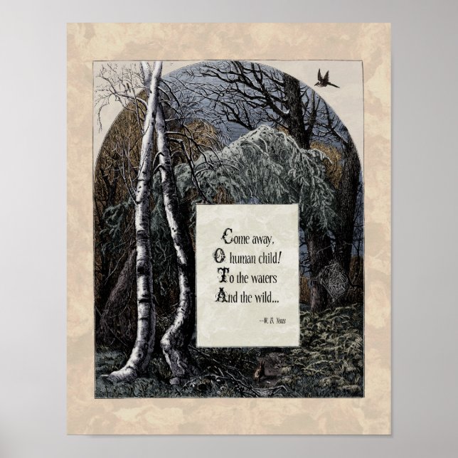 Affiche Yeats "L'enfant volé" Poème d'art victorien 11x14 (Devant)