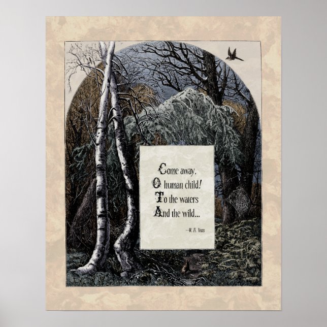 Affiche Yeats "L'enfant volé" Poème d'art victorien 16x20 (Devant)