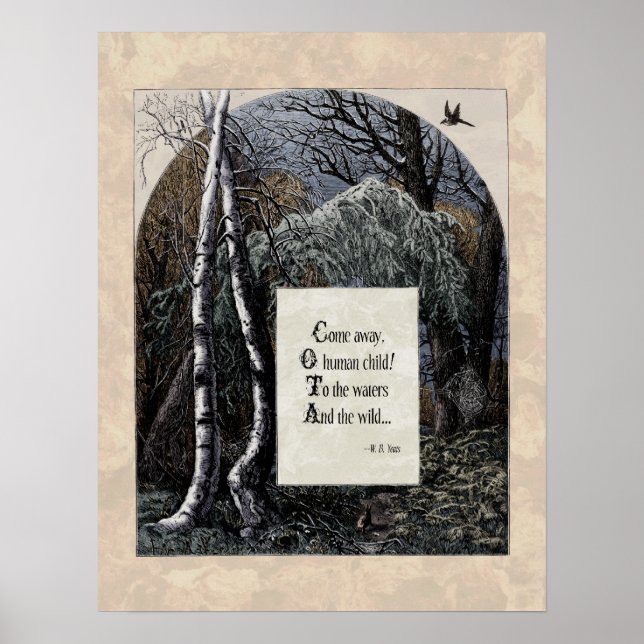 Affiche Yeats "L'enfant volé" Poème d'art victorien 17x22 (Devant)