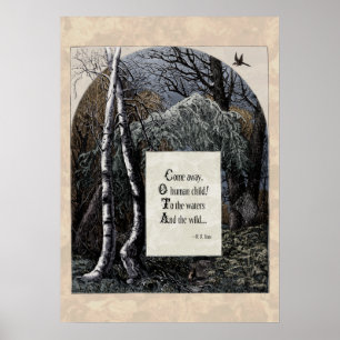 Affiche Yeats "L'enfant volé" Poème d'art victorien 20x28