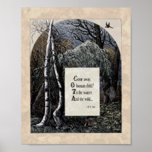 Affiche Yeats "L'enfant volé" Poème d'art victorien 8x10