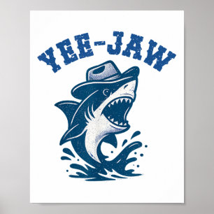 Affiche Yee-jaw Shark Funny Cowboy Requin Humour Western C