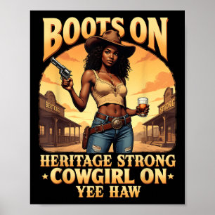 Affiche Yehaw Cowgirl Sur Western Rodeo African American C