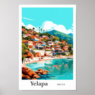 Affiche Yelapa Jalisco Mexique Illustration Vintage Voyage
