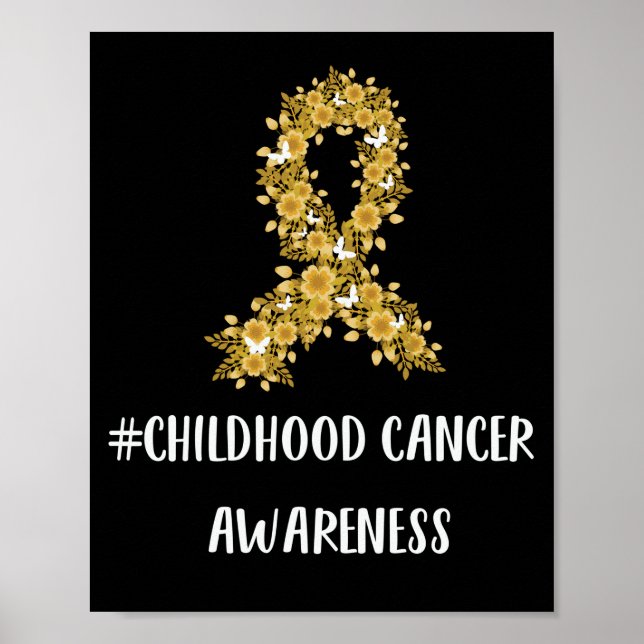 Affiche Yellow Flower Ribbon Childhood Cancer Awareness (Devant)