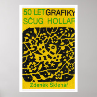Affiche Yellow Folk Pattern - Matchbox Print - Czech Wall