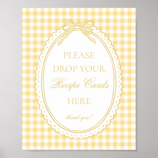 Affiche Yellow Gingham Coquette Bow Share a Recipe (Devant)