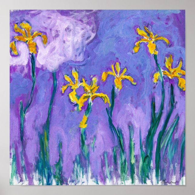 Affiche Yellow Irises with Pink Cloud | Claude Monet |  (Devant)