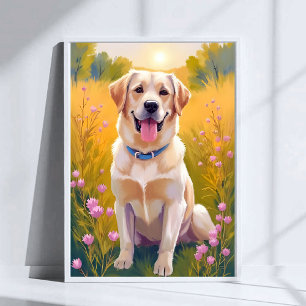 Affiche Yellow Lab Labrador Retriever Chien Peinture pour 