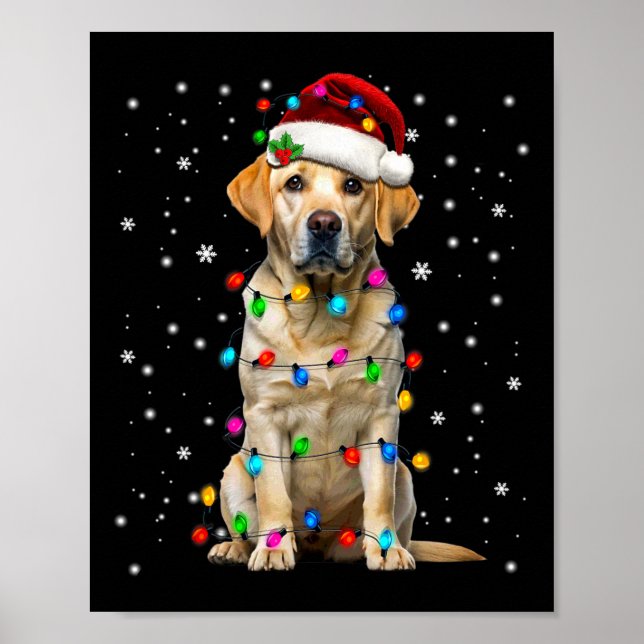 Affiche Yellow Labrador Retriever Christmas Tree Light Paj (Devant)