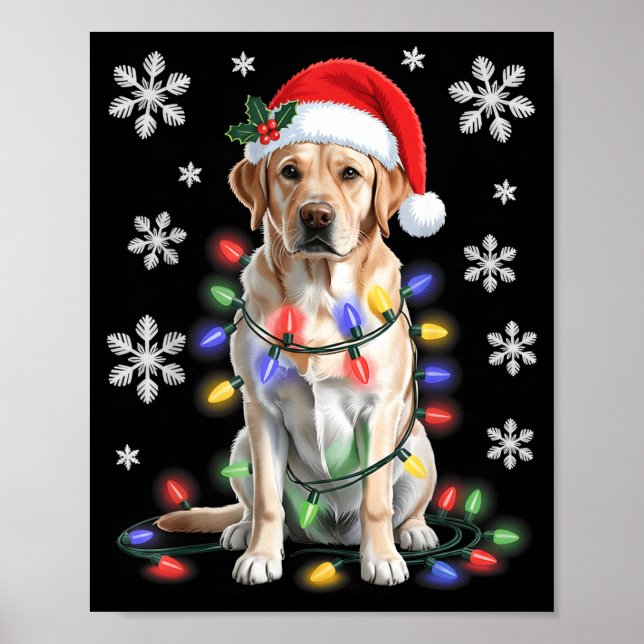 Affiche Yellow Labrador Retriever Christmas Tree Light Paj (Devant)