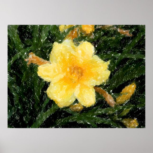 Affiche yellow Narcissus Flower abstract original art  (Devant)