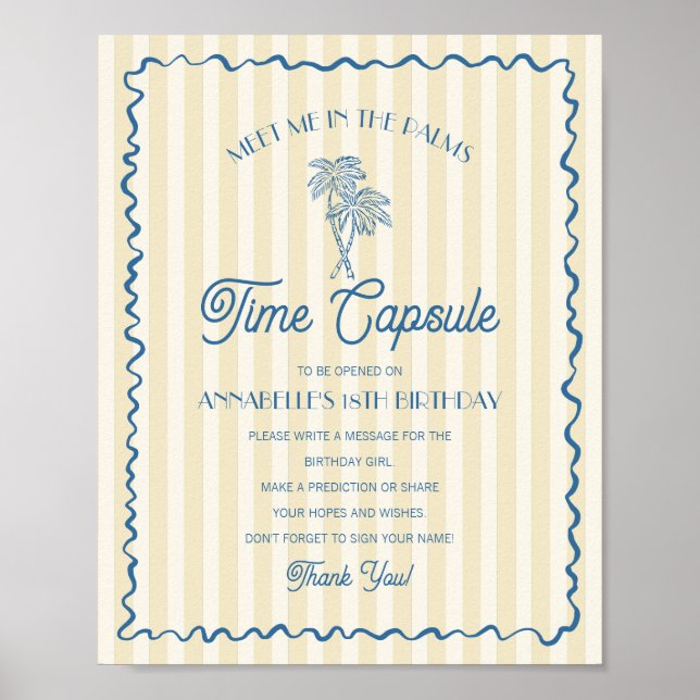Affiche Yellow Palm Springs Pastel Beach Time Capsule (Devant)