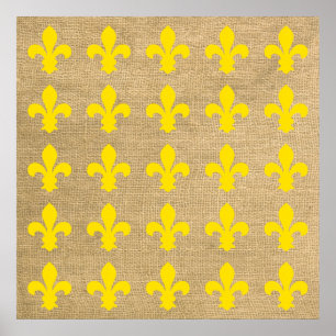 Affiche Yellow Parisian Moods Fleur de Lys Pattern