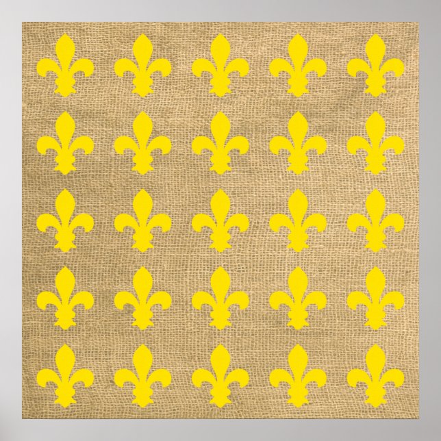 Affiche Yellow Parisian Moods Fleur de Lys Pattern (Devant)