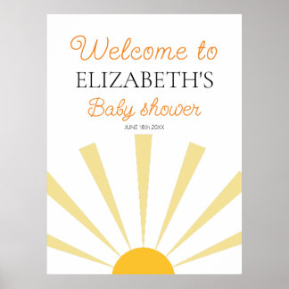 Affiche Yellow Sunshine Genre Neutre Baby shower Bienvenue
