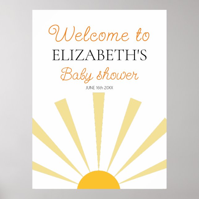 Affiche Yellow Sunshine Genre Neutre Baby shower Bienvenue (Devant)