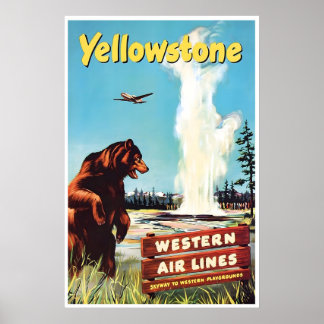 Affiche Yellowstone Art National Park Print Western Travel