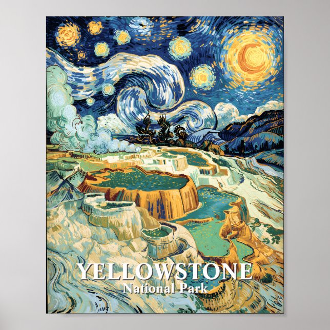 Affiche Yellowstone Hiver Mammoth Hot Springs Van Gogh (Devant)