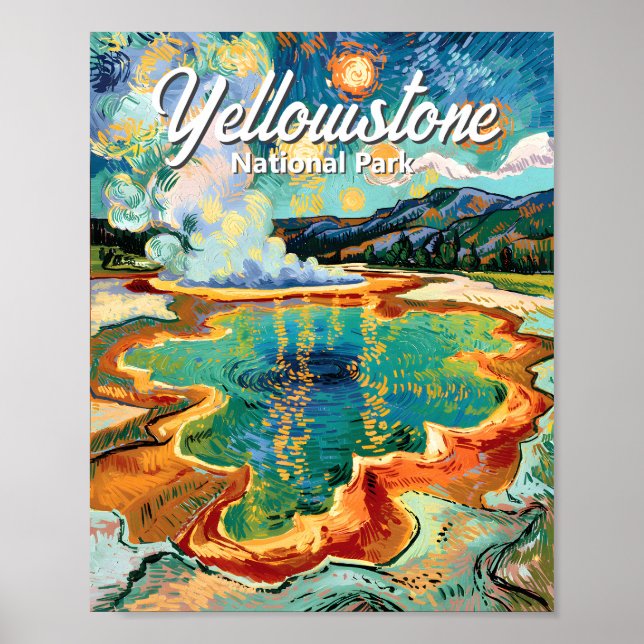 Affiche Yellowstone National Park Grand Prismatic Van Gogh (Devant)