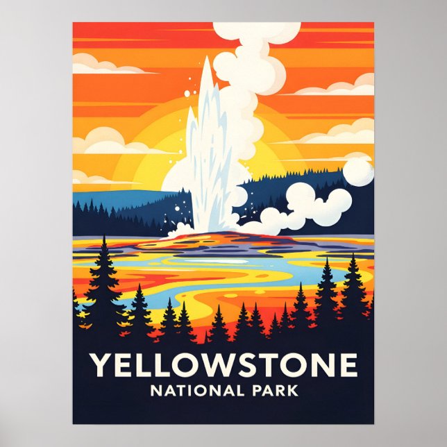 Affiche Yellowstone National Park – Vibrant Geyser (Devant)