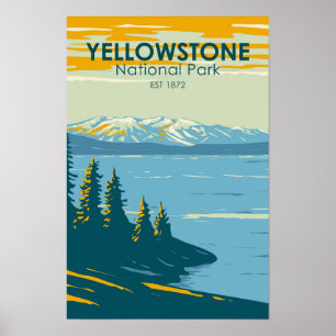 Affiche Yellowstone National Park Yellowstone Lake Vintage