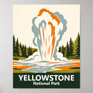 Affiche Yellowstone Old Faithful Vintage WPA Geyser Person