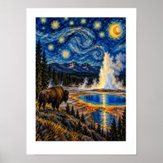 Affiche Yellowstone sous les étoiles