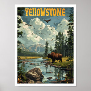 Affiche Yellowstone USA Classic Art Retro Vintage voyage