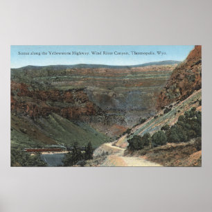 Affiche Yellowstone, WY - route de Yellowstone et vent