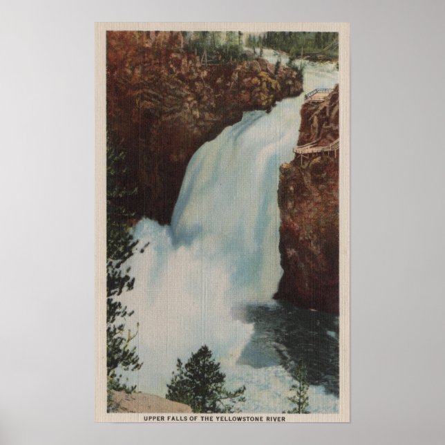 Affiche Yellowstone, WYView of Yellowstone River Falls (Devant)