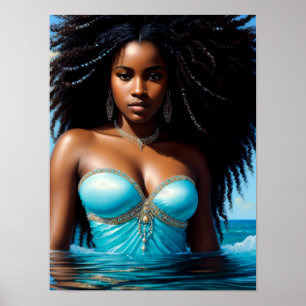 Affiche Yemaya déesse de l'eau Orisha Art