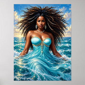 Affiche Yemaya Orisha Déesse de l'Eau Oceancore Art
