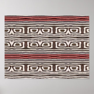 Affiche Yeux de hibou Abstraits, lignes rouges