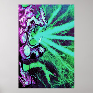 Affiche Yeux de laser extraterrestre avec langue de reptil