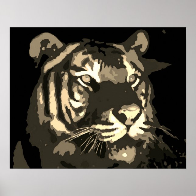 Affiche Yeux de tigre motivant Sepia Vintage (Devant)