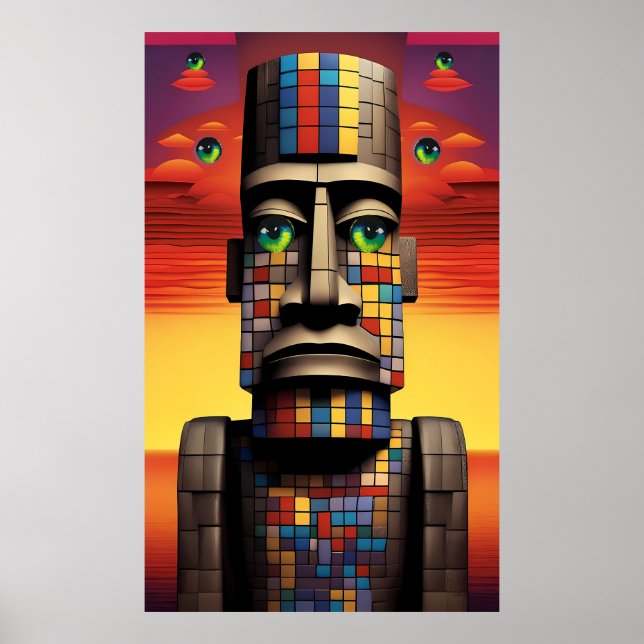 Affiche Yeux du surréalisme de la pop pop moais Ken Gage (Devant)