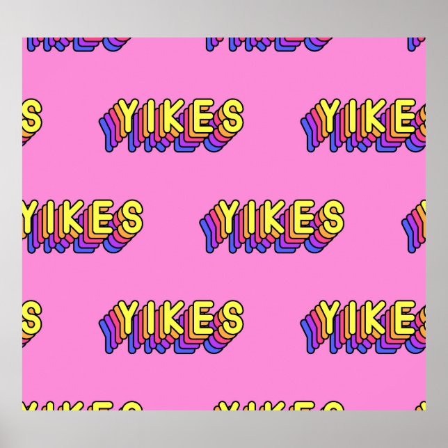 Affiche Yikes Mots : Papier Peint Vintage Rose. (Devant)