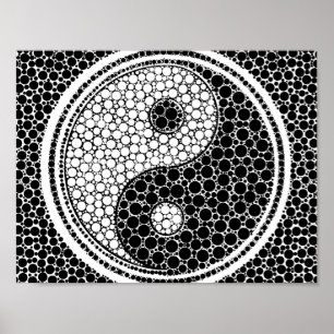 Affiche Yin et art de point de Yang noir et blanc