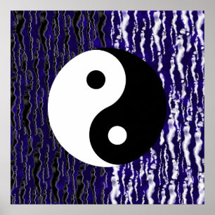 Affiche Yin Yang Bleu Tranquillité Énergie Zen