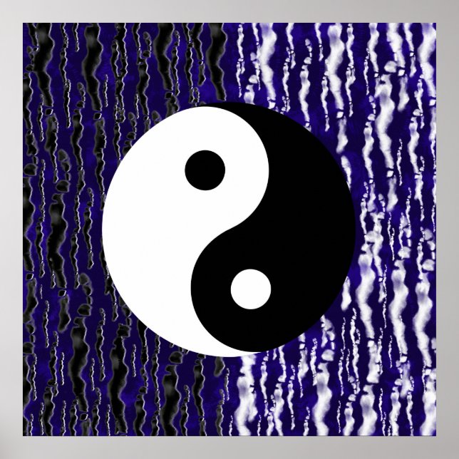 Affiche Yin Yang Bleu Tranquillité Énergie Zen (Devant)