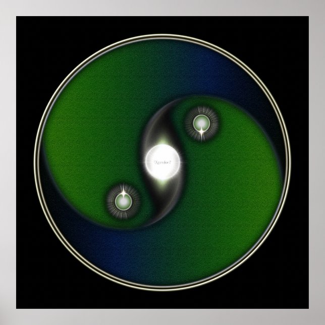 Affiche Yin Yang bleu vert (Devant)