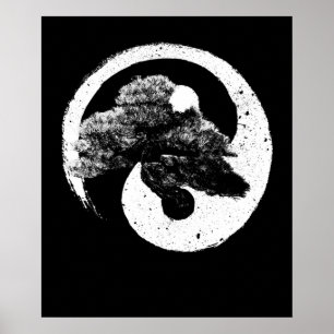 Affiche Yin Yang Bonsai Arbre Bouddhiste Zen Japonais