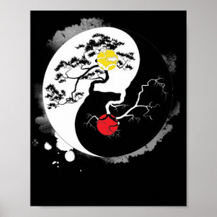 Affiche Yin Yang Bonsai Tree Japonais Bouddhiste Zen