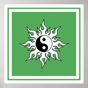 Affiche Yin Yang Green Sun Tribal Zen chinois