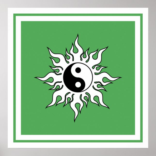 Affiche Yin Yang Green Sun Tribal Zen chinois (Devant)