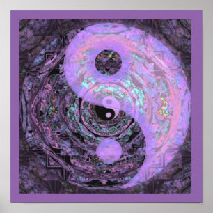 Affiche Yin Yang Purple Mandala