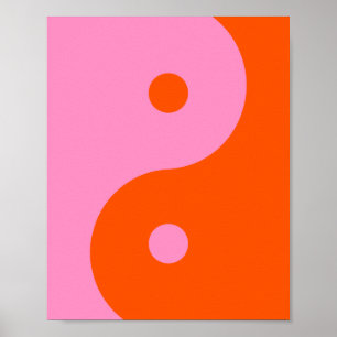 Affiche Yin Yang Rose Et Orange