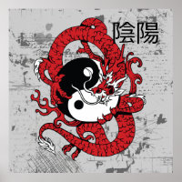 Yin yang Symbole chinois et dragon