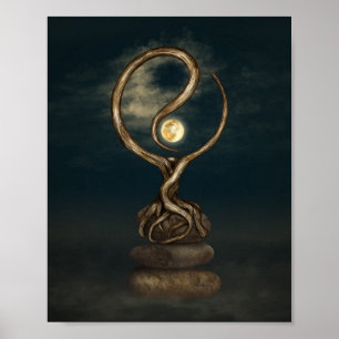 Affiche Yin Yang Tree Moonlight Zen
